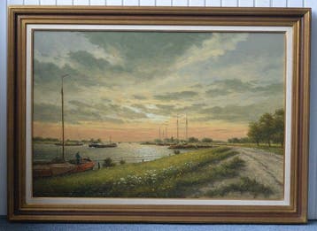 H.J. Wijngaard (1922-2012) - Een rivierenlandschap met