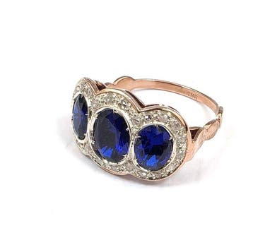 Zonder minimumprijs - Ring - 9 kt. Roségoud, Zilver Spinel -, Nieuw