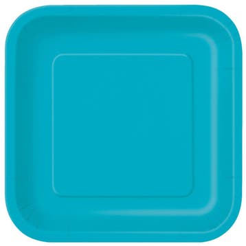 Turquoise Borden Vierkant 17,5cm 16st, Verzenden