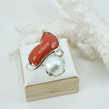 Koraal - Zilver - Ring - CORALLO MEDITERRANEO