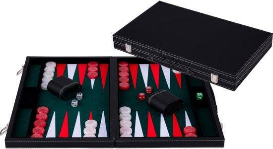Backgammon 18 inch – Ingelegd speelveld – Luxe zwarte ku, Kinderen en Baby's, Speelgoed | Kinderpuzzels, Nieuw, Verzenden
