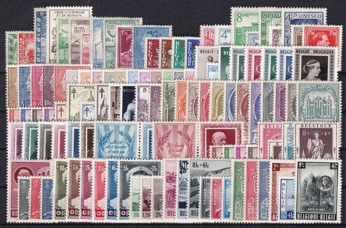 België 1950/1959 - 10 volledige jaargangen (zonder blokken), Postzegels en Munten, Postzegels | Europa | België