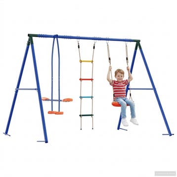 vidaXL Buiten Schommelset Meerkleurig Staal en PE, Kinderen en Baby's, Verzenden, Nieuw