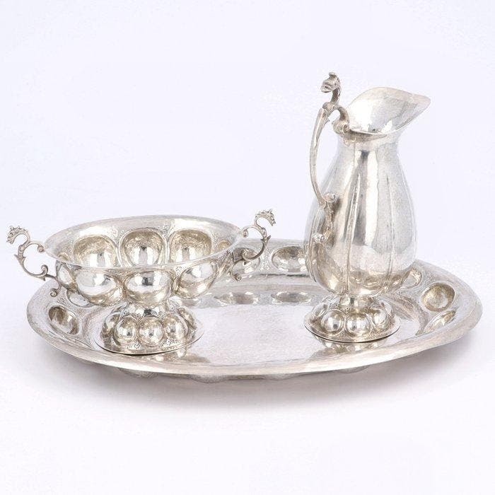 J.W. Heerens Sr. & Jr. - Suiker en roomstel (3) - .835, Antiek en Kunst, Antiek | Zilver en Goud