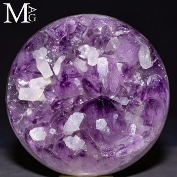 Amethistbol met diep paarse kristallen Geode Sphere Superb