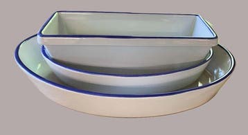 Emile Henry - Kavel van 3 vintage Emile Henry ovenschalen /