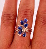 Zonder minimumprijs - Ring - 9 kt. Roségoud, Zilver Saffier, Nieuw