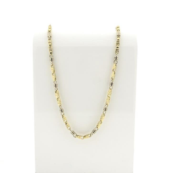 Bicolor massief gouden Monte Carlo schakelketting; Heren, Handtassen en Accessoires, Kettingen, Goud, Gebruikt, Goud, Ophalen of Verzenden