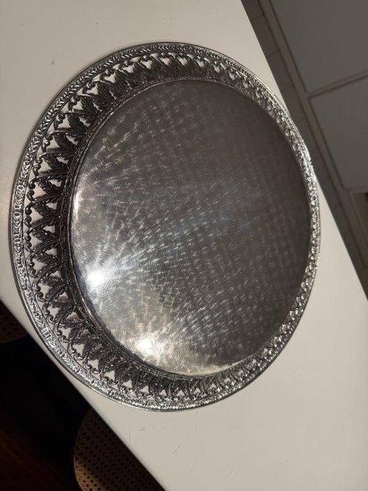 Dienblad - Zilver - Groot massief zilveren dienblad, Antiek en Kunst, Antiek | Zilver en Goud