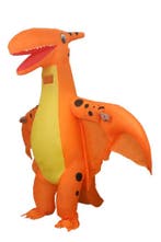 KIMU® Opblaas Kostuum Pterosaurus Oranje Opblaasbaar Pak Din, Ophalen of Verzenden