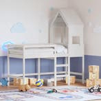 vidaXL Halfhoogslaper met ladder en bedhuis grenenhout wit, Verzenden, Nieuw