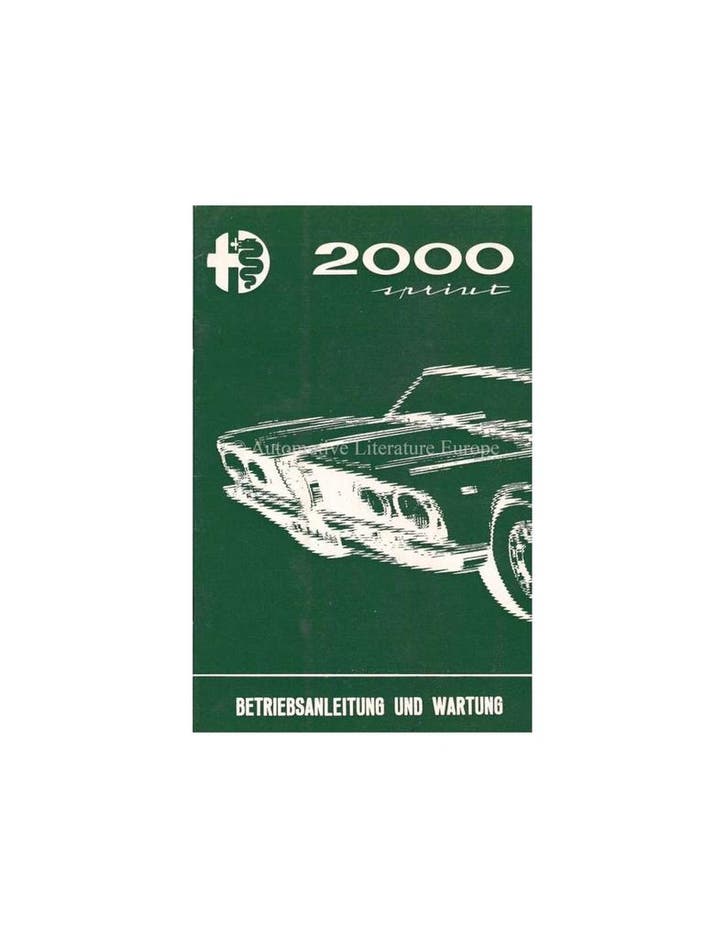 1962 ALFA ROMEO 2000  SPRINT INSTRUCTIEBOEKJE DUITS, Auto diversen, Handleidingen en Instructieboekjes, Ophalen of Verzenden