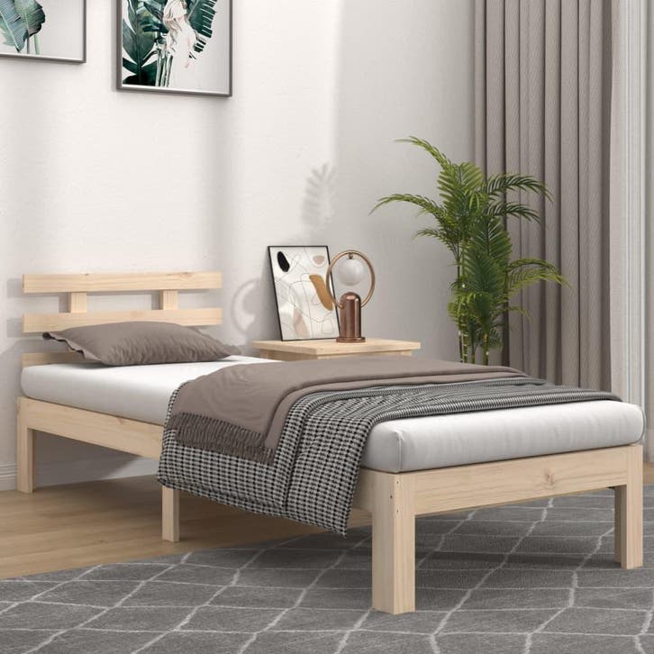 vidaXL Bedframe massief hout 75x190 cm, Huis en Inrichting, Slaapkamer | Bedden, Nieuw, Verzenden
