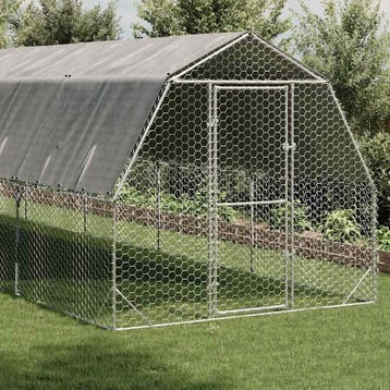 vidaXL Kippenren met dak 2,5x12x2,25 m gegalvaniseerd staal, Verzenden, Nieuw