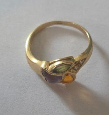 Bague - 18 carats Or jaune Améthyste - Diamant, Nieuw
