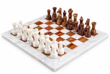 Bordspel - Marble Chess Set – 12” Handcrafted - Marmer, Antiek en Kunst