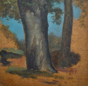 Franse school (XX) - Lot de 4 études : arbre, ciel, nuages, Antiek en Kunst