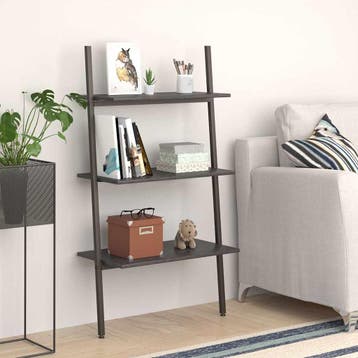 vidaXL Ladderrek met 3 schappen 64x34x116 cm zwart, Verzenden, Nieuw