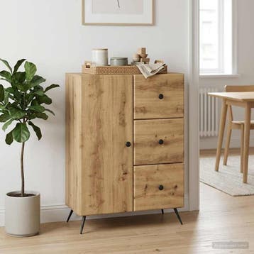 vidaXL Dressoir Artisanaal eiken 66 x 34,5 x 90 cm Bewerkt, Verzenden