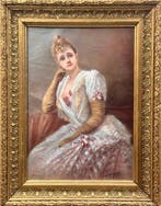 Franse school (XIX) - Ritratto di elegante dama