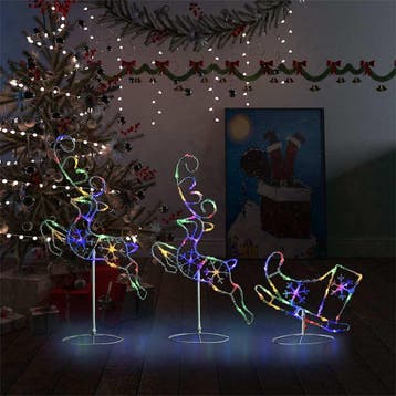 vidaXL Kerstdecoratie rendieren en slee 260x21x87 cm acryl, Verzenden, Nieuw