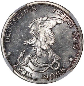 Duitsland, Pruisen Wilhelm II. 2 Mark 1913 - NGC MS63, Timbres & Monnaies