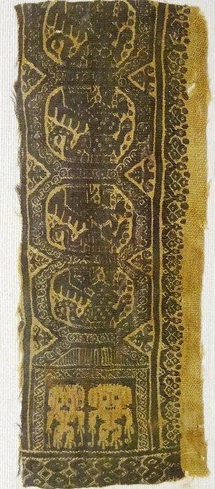 Oud-Egyptisch Koptisch textielfragment - 5e / 7e eeuw na