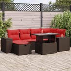 vidaXL 7-delige Loungeset met kussens poly rattan acacia, Verzenden, Nieuw, Loungeset