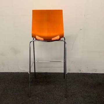 barkruk zithoogte 77 cm, oranje - chroom, Gebruikt