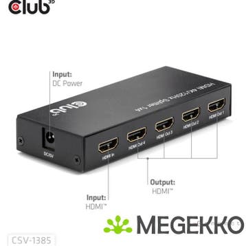 CLUB3D 1 to 4 HDMITM Splitter 4K120Hz, Verzenden, Nieuw