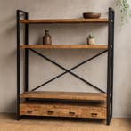 Boekenkast Mangohout Britt 180 cm, Huis en Inrichting, Kasten | Boekenkasten, Verzenden, Nieuw, Overige houtsoorten, Industriële meubels