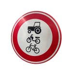 Nederlands verkeersbord C15, verbod tractor, motor en fiets,