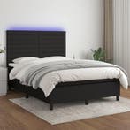vidaXL Boxspring met matras en LED stof zwart 140x200 cm, Verzenden