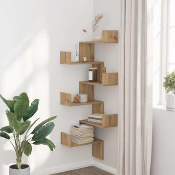 vidaXL Hoekwandschap 45x45x147 cm bewerkt hout artisanaal, Verzenden