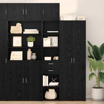 vidaXL Highboard Zwart Eiken 40 x 42,5 x 185 cm Bewerkt hout, Verzenden, Nieuw
