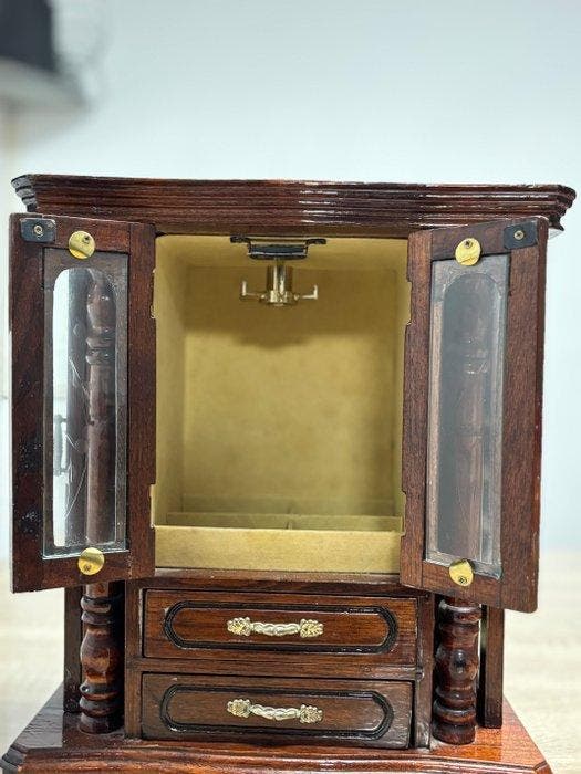 Sieradendoos - Juwelenkast - Glas, Metaal, Fluweel, Antiek en Kunst, Curiosa en Brocante