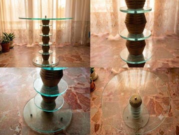 Bijzettafel - Verguld messing, Muranoglas - Rooktafel
