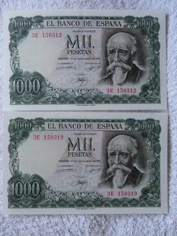 Spanje. - 8 Banknotes - Various Dates (Zonder minimumprijs), Postzegels en Munten