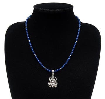 Zilver, Saphir - Halsketting van de God Ganesha in massief