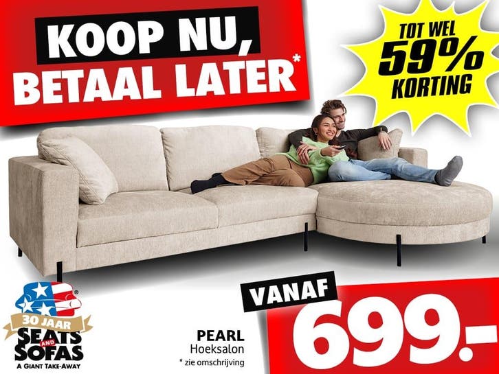 Pearl Hoeksalon vanaf €699.-  Betaal in 12x zonder rente!, Maison & Meubles, Canapés | Salons