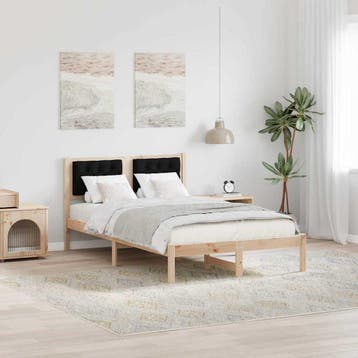 vidaXL Bedframe met hoofdeinde Zwart 120 x 200 cm Massief, Verzenden, Nieuw