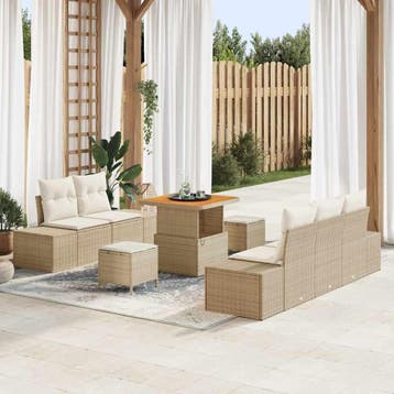 vidaXL Tuinbank Set 8 st 7-Aantal zitplaatsen Beige Poly, Verzenden