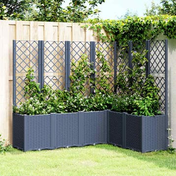 vidaXL Plantenbak met latwerk 160x120x140 cm polypropeen, Verzenden, Nieuw