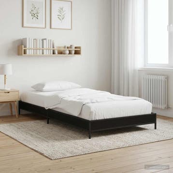 vidaXL Bedframe Zwart eiken 80 x 200 cm Bewerkt hout, Verzenden, Nieuw