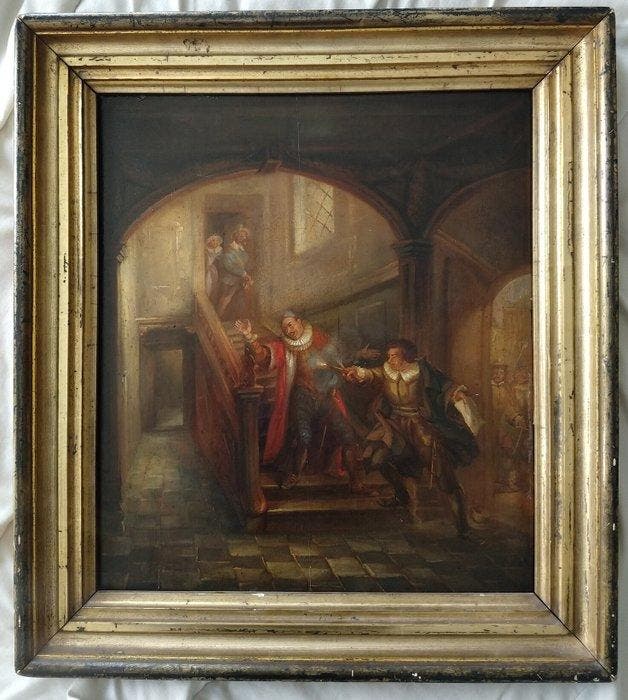 École néerlandaise (XVIII) - De moord op Willem van Oranje, Antiquités & Art, Art | Peinture | Classique