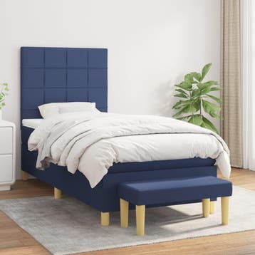 vidaXL Boxspring met matras stof blauw 80x200 cm, Verzenden, Nieuw