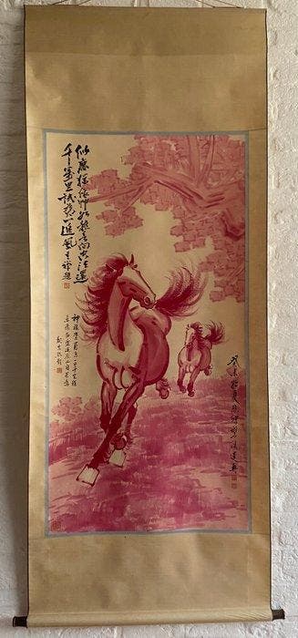 Een Chinees paardenschilderij, inkt en kleur op papier,