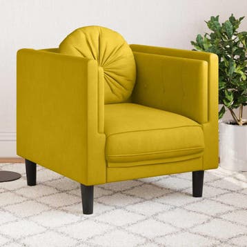 vidaXL Fauteuil met kussen fluweel geel, Verzenden, Nieuw