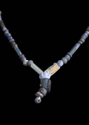 Oud-Romeins Donkerblauw glas Kralenketting (Zonder