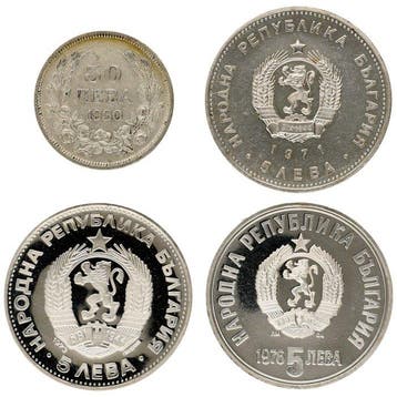 Bulgarije. 5 & 50 Leva 1930/1976 (4 stuks) (Zonder